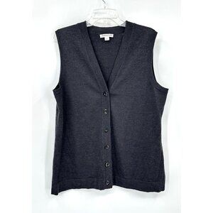 PENDLETON sweater vest cardigan 100% merino wool charcoal gray knit XL